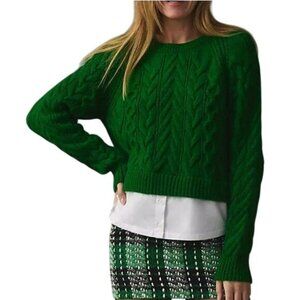 Maeve Green Cable Knit Sweater
